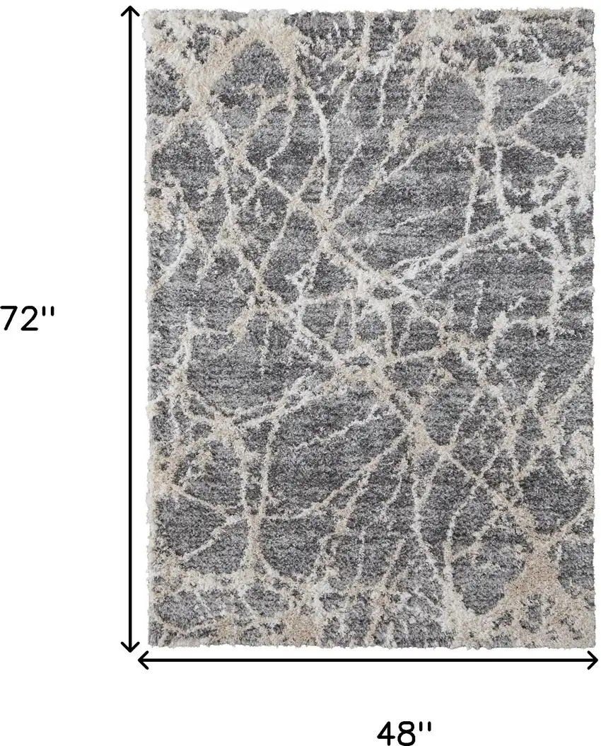 Gray And Ivory Abstract Power Loom Stain Resistant Area Rug Photo 4