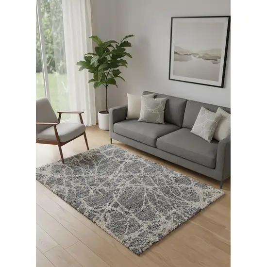 Gray And Ivory Abstract Power Loom Stain Resistant Area Rug Photo 1