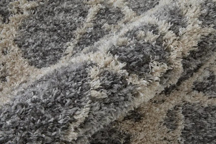 Gray And Ivory Abstract Power Loom Stain Resistant Area Rug Photo 8