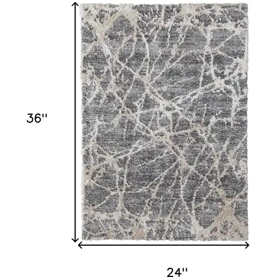 Gray And Ivory Abstract Power Loom Stain Resistant Area Rug Photo 7