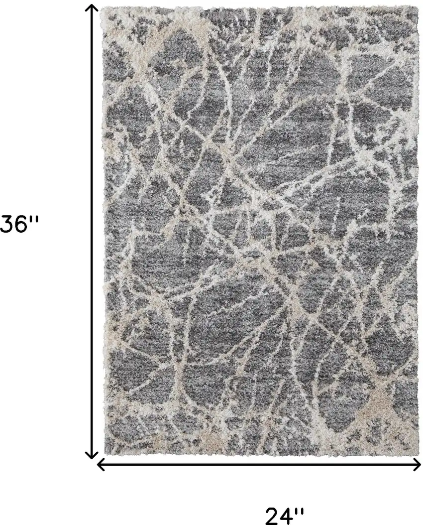 Gray And Ivory Abstract Power Loom Stain Resistant Area Rug Photo 7