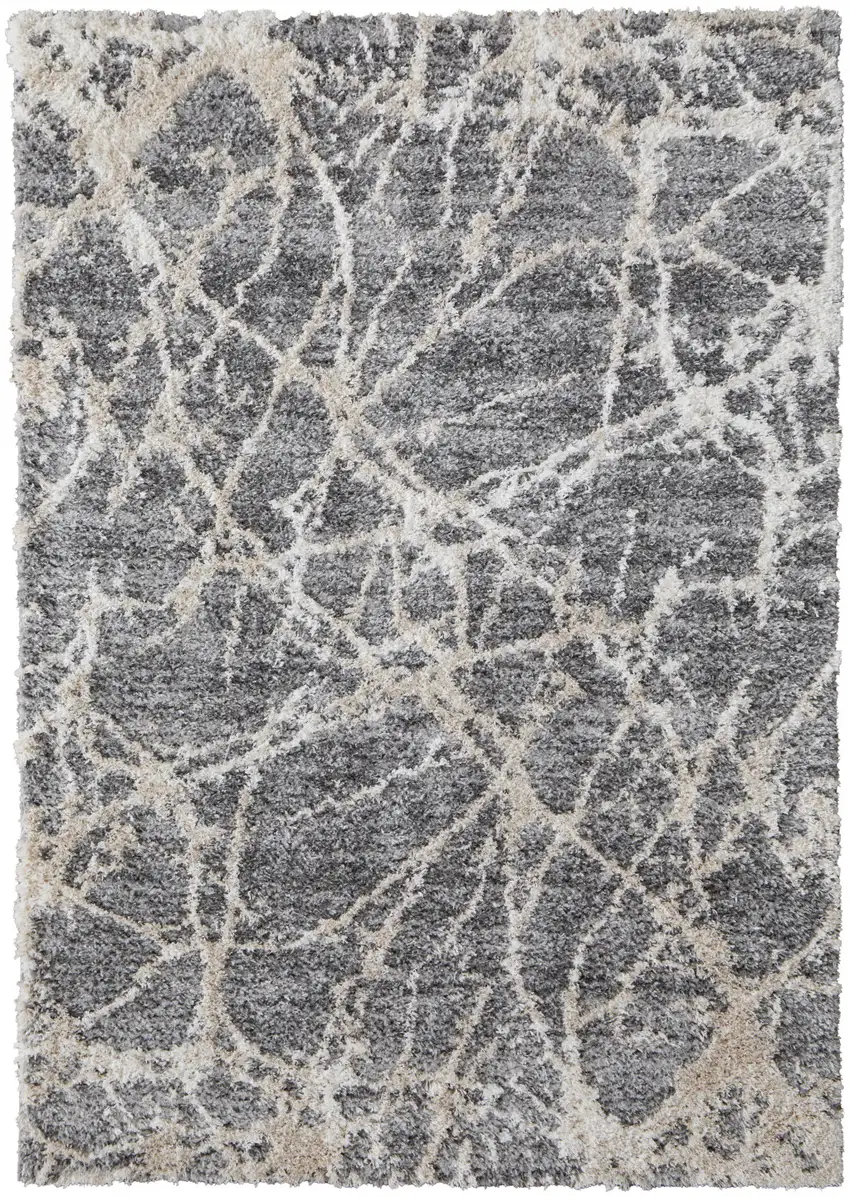 Gray And Ivory Abstract Power Loom Stain Resistant Area Rug Photo 1