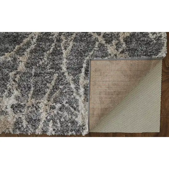 Gray And Ivory Abstract Power Loom Stain Resistant Area Rug Photo 8
