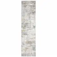 Photo of Gray And Ivory Abstract Power Loom Stain Resistant Runner Rug