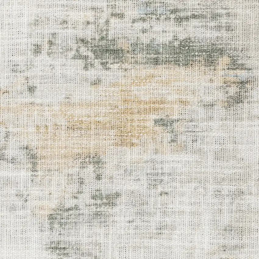 Gray And Ivory Abstract Power Loom Stain Resistant Runner Rug Photo 9