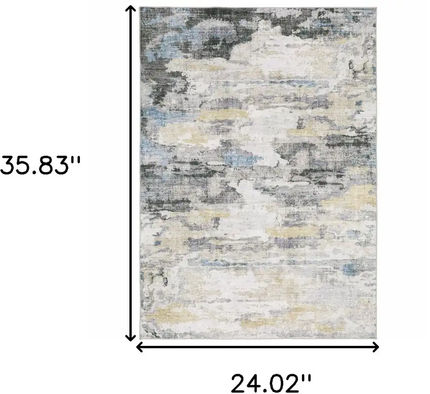 Ivory And Gray Abstract Distressed Area Rug Photo 3