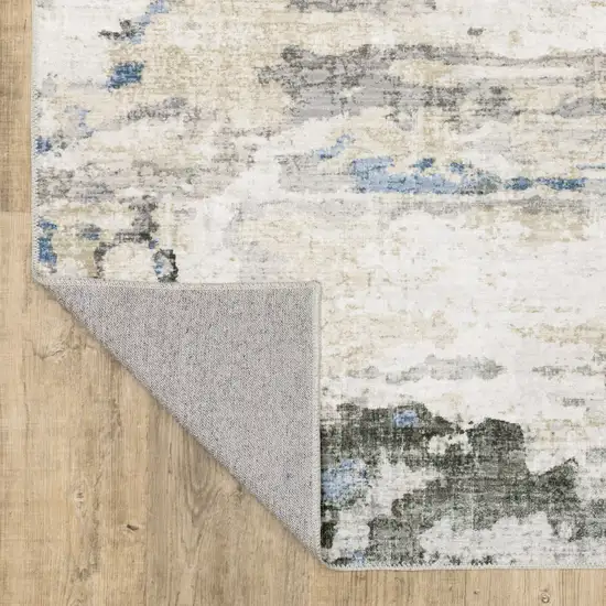Ivory And Gray Abstract Distressed Area Rug Photo 9