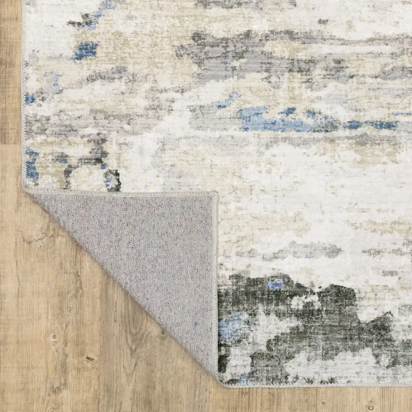 Ivory And Gray Abstract Distressed Area Rug Photo 9