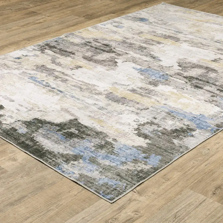Ivory And Gray Abstract Distressed Area Rug Photo 7