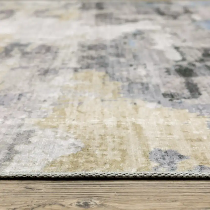 Ivory And Gray Abstract Distressed Area Rug Photo 6