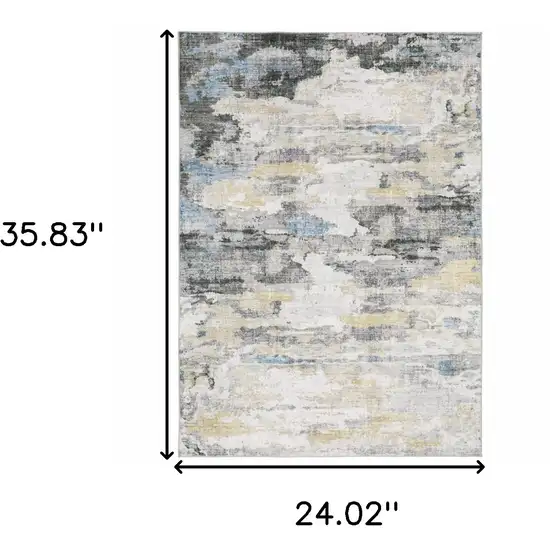 Ivory And Gray Abstract Distressed Area Rug Photo 3