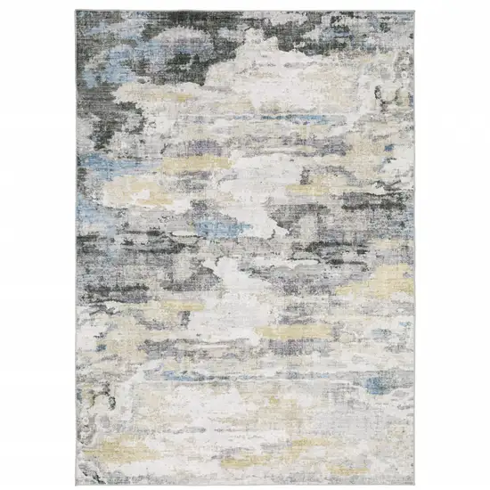 Ivory And Gray Abstract Distressed Area Rug Photo 2