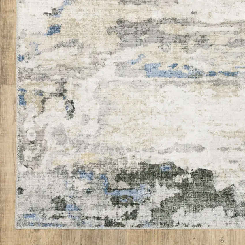 Ivory And Gray Abstract Distressed Area Rug Photo 4
