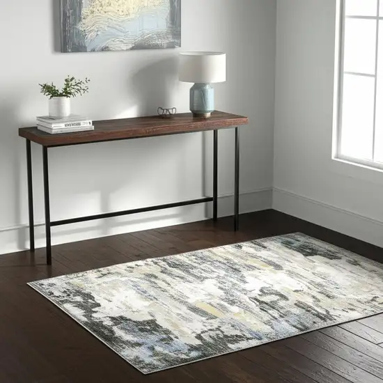 Gray And Ivory Abstract Printed Stain Resistant Non Skid Area Rug Photo 1