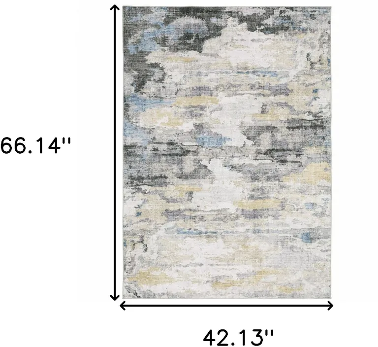 Gray And Ivory Abstract Printed Stain Resistant Non Skid Area Rug Photo 4
