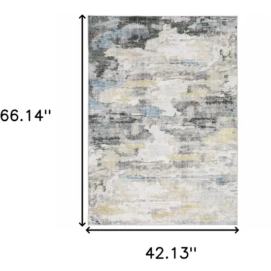 Gray And Ivory Abstract Printed Stain Resistant Non Skid Area Rug Photo 3