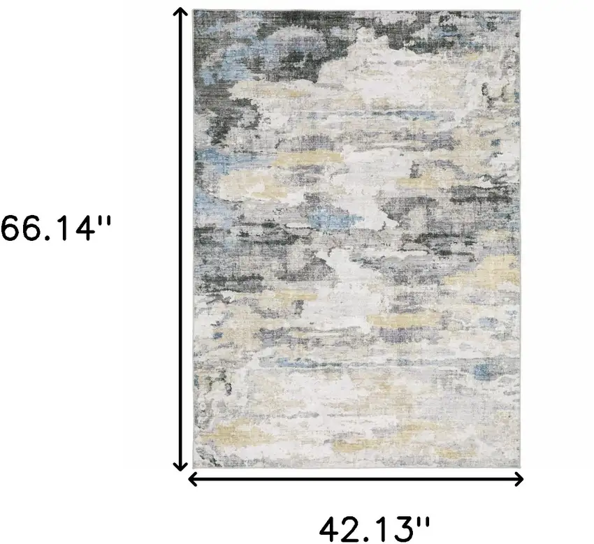 Gray And Ivory Abstract Printed Stain Resistant Non Skid Area Rug Photo 3