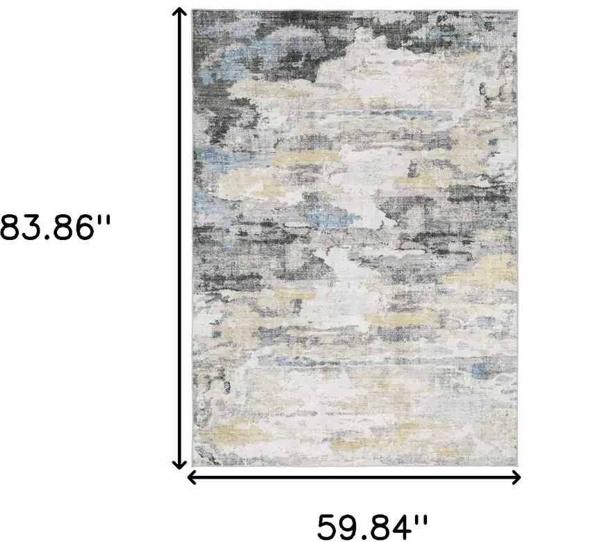 Gray And Ivory Abstract Printed Stain Resistant Non Skid Area Rug Photo 3