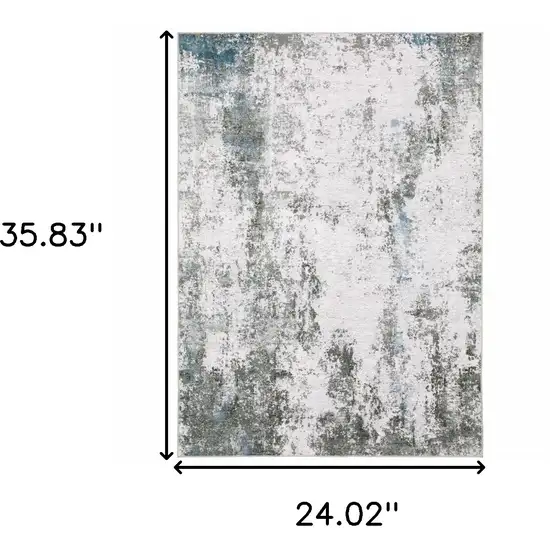 Gray And Ivory Abstract Printed Stain Resistant Non Skid Area Rug Photo 3