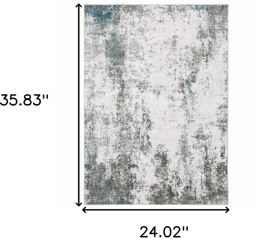 Gray And Ivory Abstract Printed Stain Resistant Non Skid Area Rug Photo 3