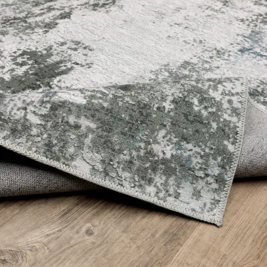 Gray And Ivory Abstract Printed Stain Resistant Non Skid Runner Rug Photo 9
