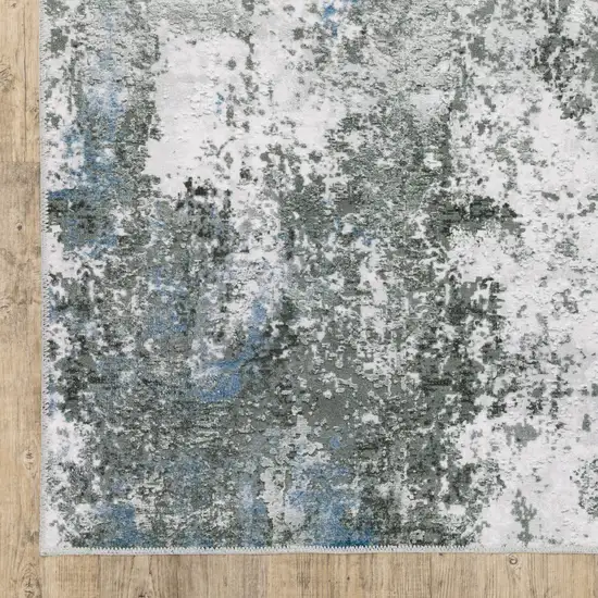 Gray And Ivory Abstract Printed Stain Resistant Non Skid Runner Rug Photo 2