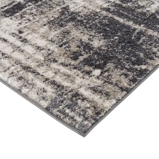 Gray And Ivory Abstract Runner Rug Photo 5