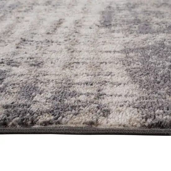 Gray And Ivory Abstract Runner Rug Photo 9