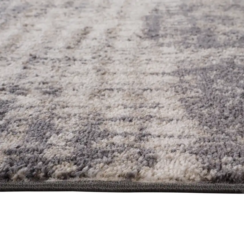 Gray And Ivory Abstract Runner Rug Photo 9