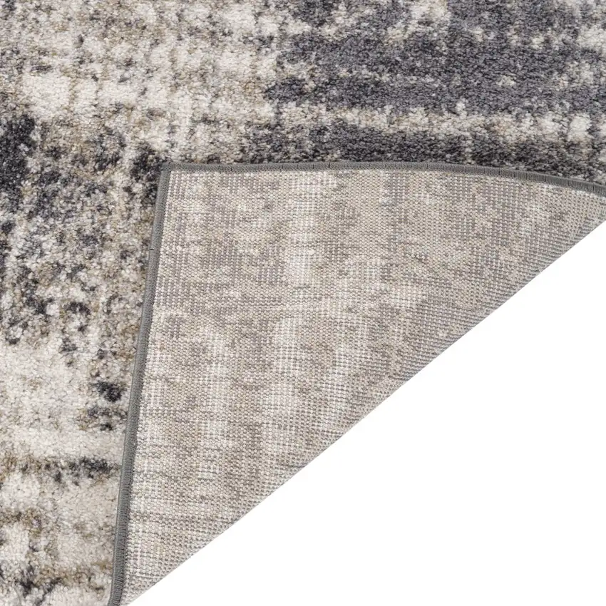 Gray And Ivory Abstract Runner Rug Photo 6