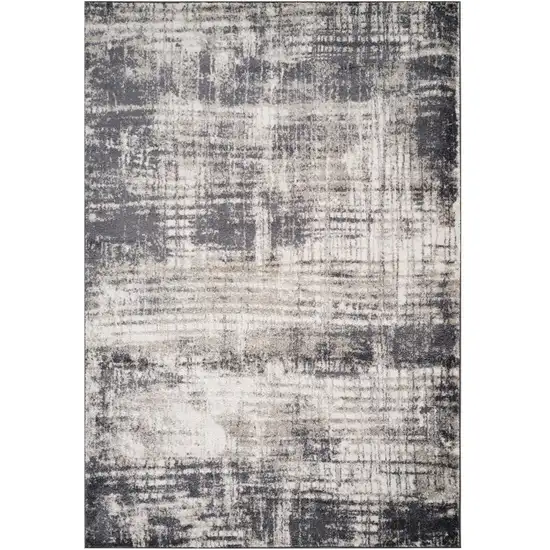 Gray And Ivory Abstract Runner Rug Photo 2