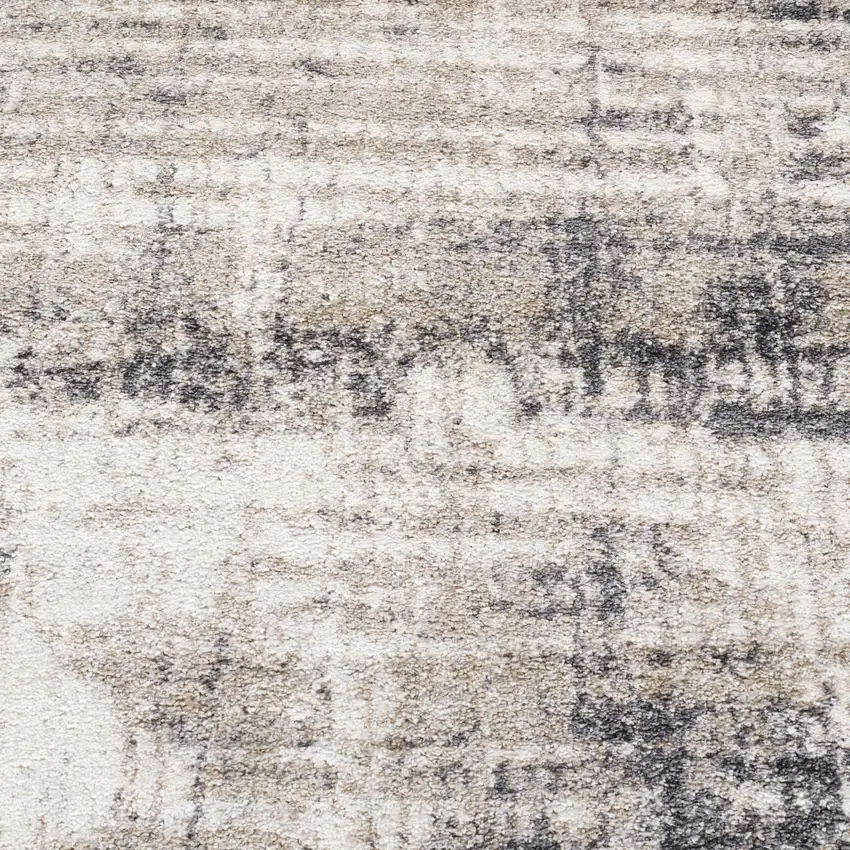 Gray And Ivory Abstract Runner Rug Photo 9