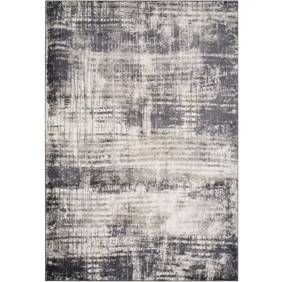 Gray And Ivory Abstract Runner Rug Photo 3
