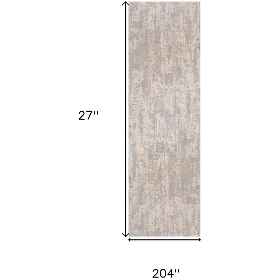 Gray And Ivory Abstract Runner Rug Photo 6