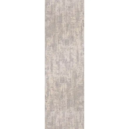 Gray And Ivory Abstract Runner Rug Photo 1