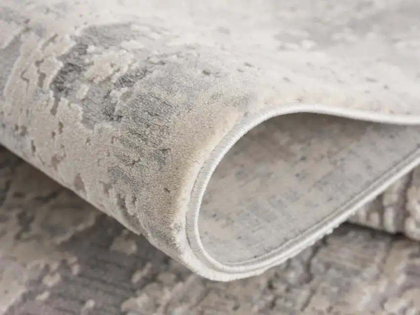 Gray And Ivory Abstract Runner Rug Photo 5