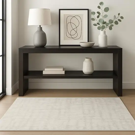 Gray And Ivory Abstract Shag Area Rug Photo 1