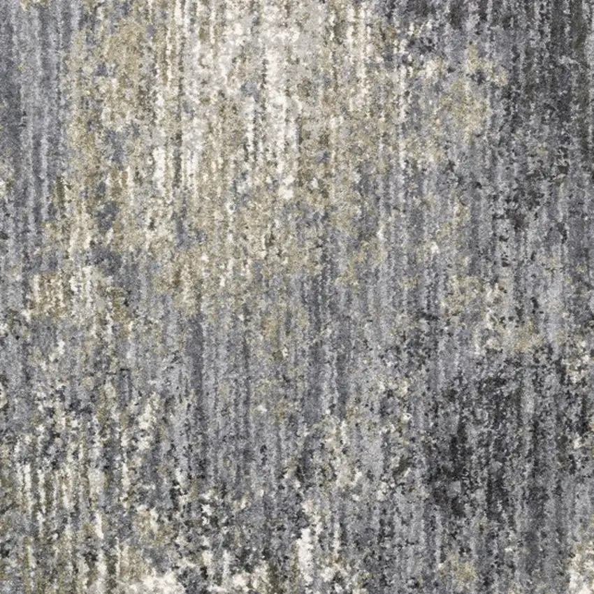 Gray And Ivory Abstract Shag Area Rug Photo 7