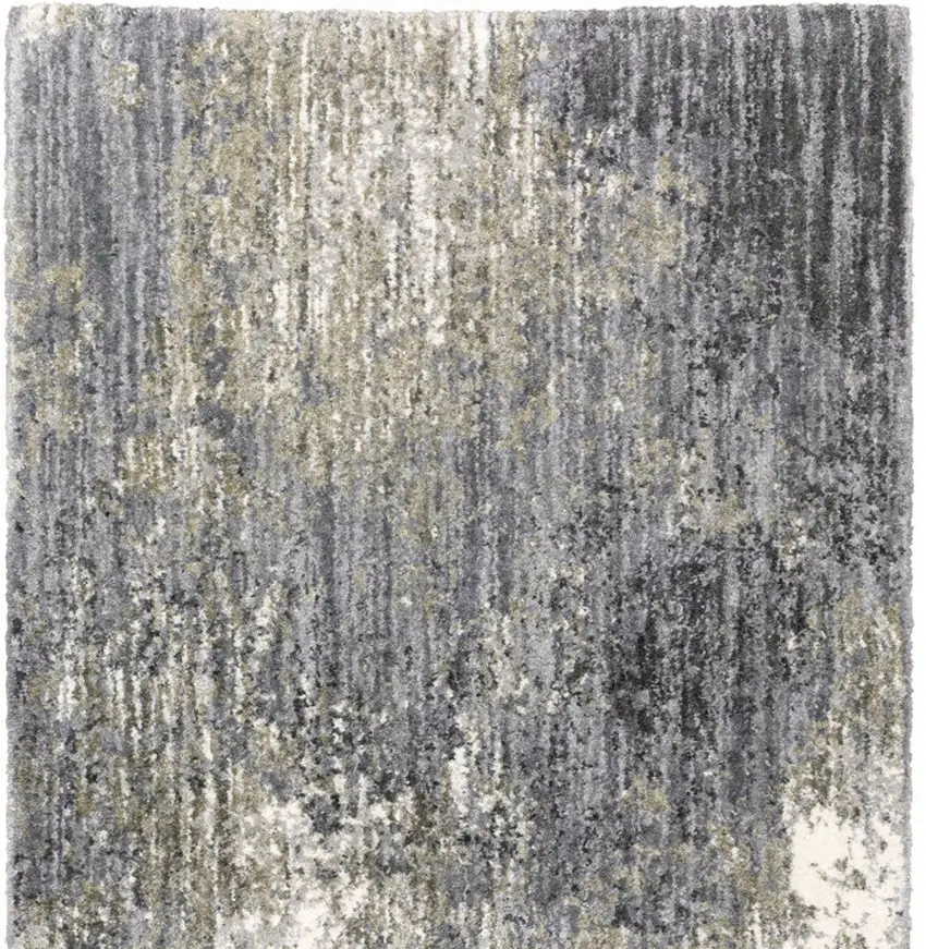 Gray And Ivory Abstract Shag Area Rug Photo 4