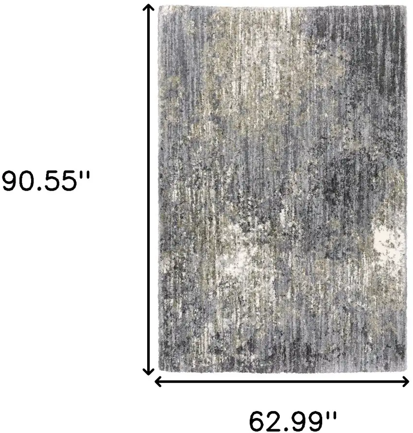Gray And Ivory Abstract Shag Area Rug Photo 3