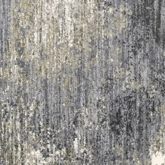 Gray And Ivory Abstract Shag Area Rug Photo 7