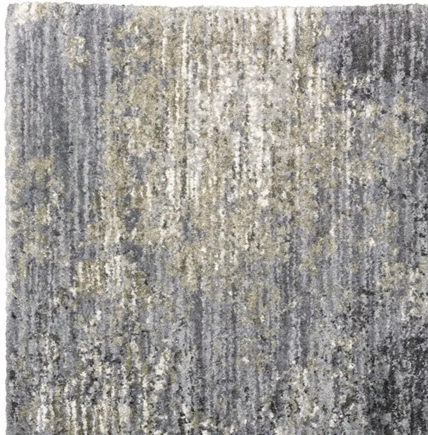 Gray And Ivory Abstract Shag Area Rug Photo 6