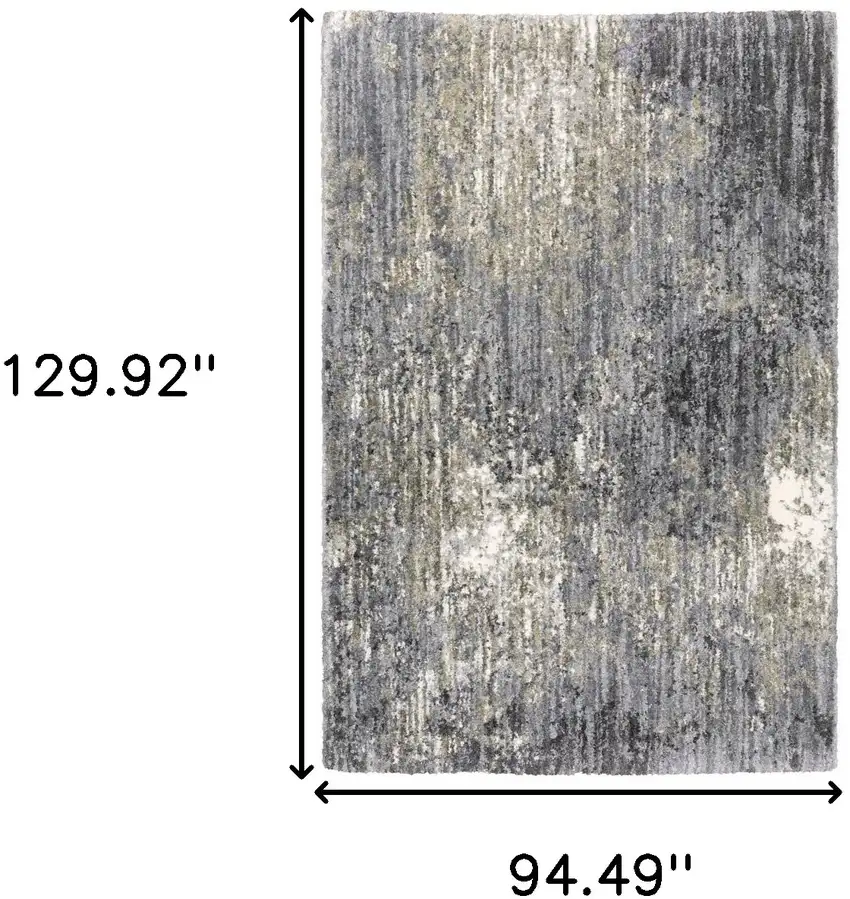 Gray And Ivory Abstract Shag Area Rug Photo 3