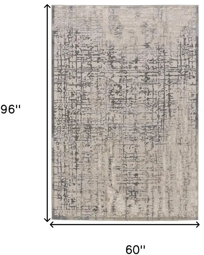 Gray And Ivory Abstract Stain Resistant Area Rug Photo 9