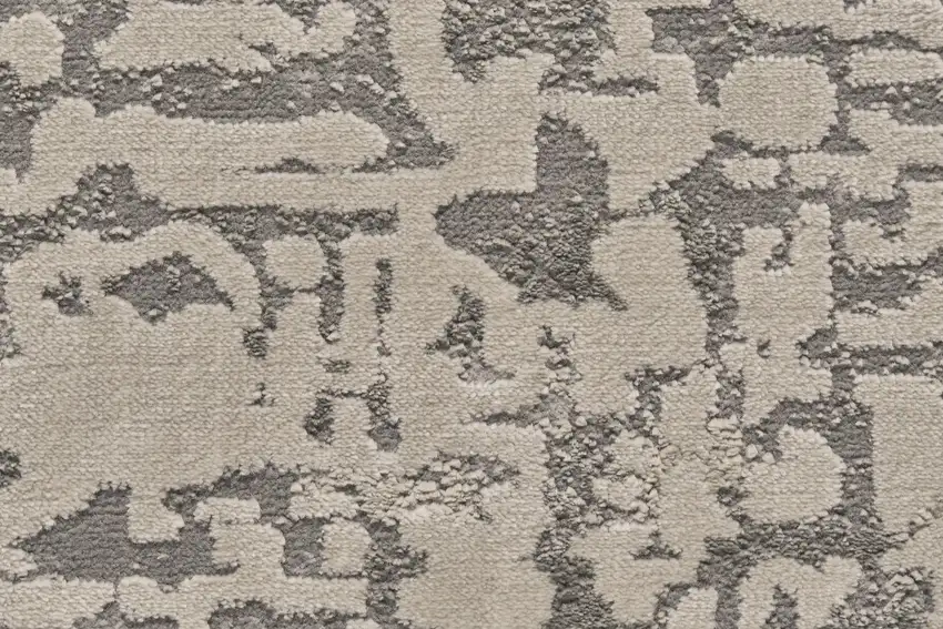 Gray And Ivory Abstract Stain Resistant Area Rug Photo 8
