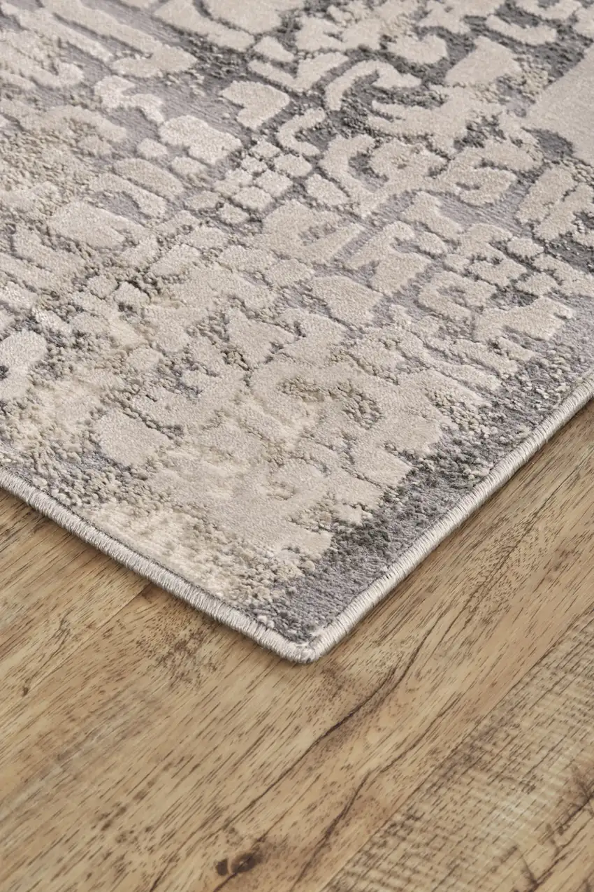 Gray And Ivory Abstract Stain Resistant Area Rug Photo 6