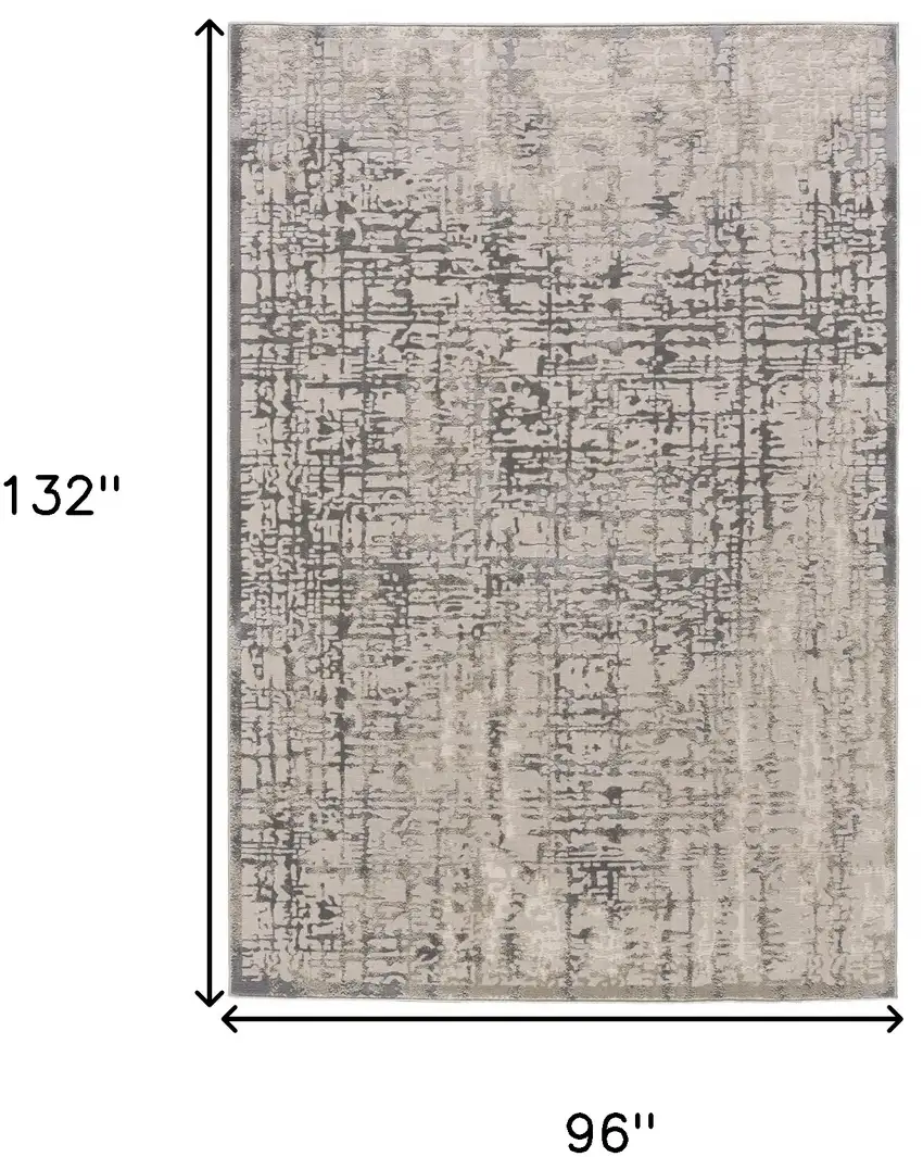 Gray And Ivory Abstract Stain Resistant Area Rug Photo 9
