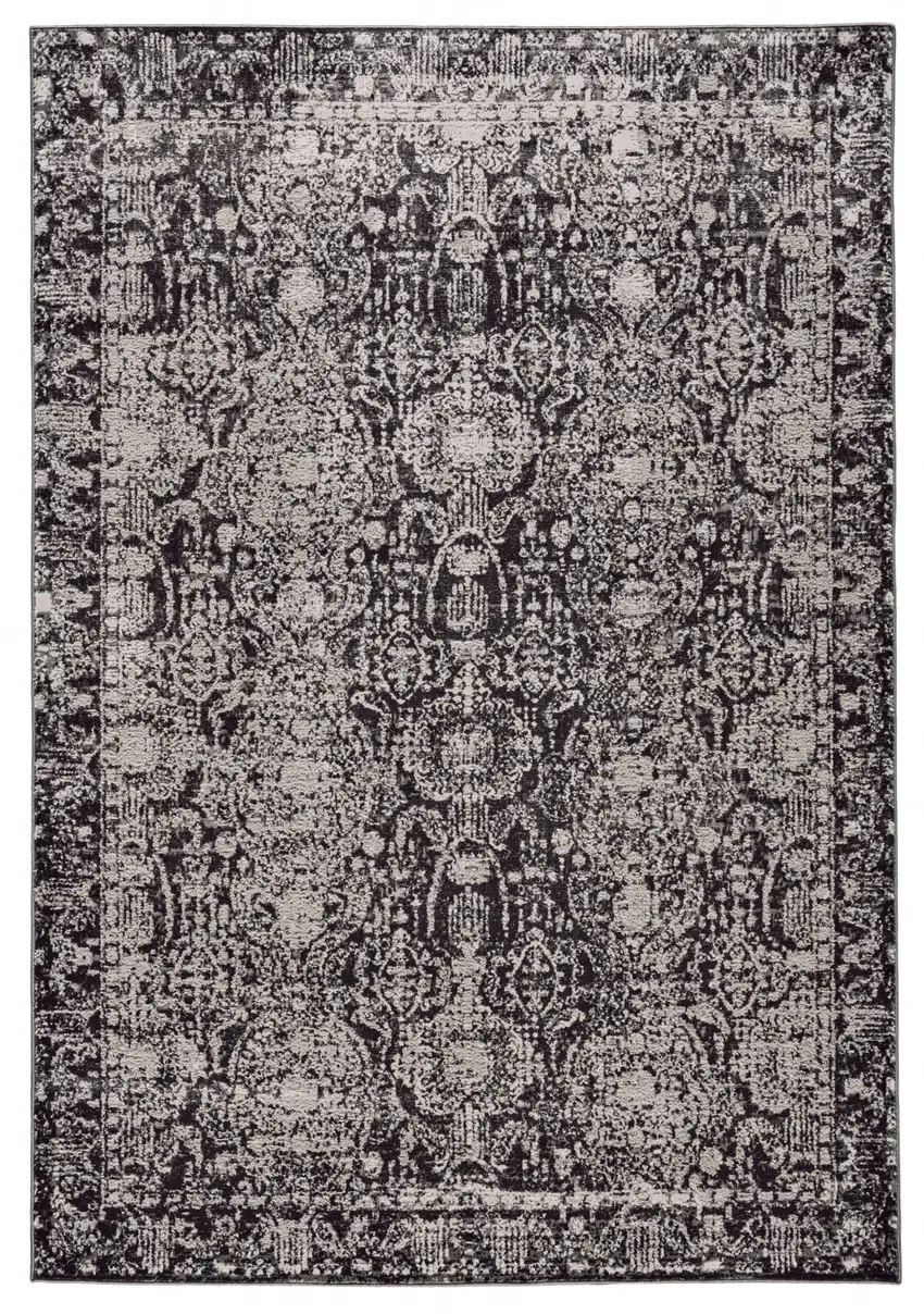Gray And Ivory Abstract Stain Resistant Area Rug Photo 2