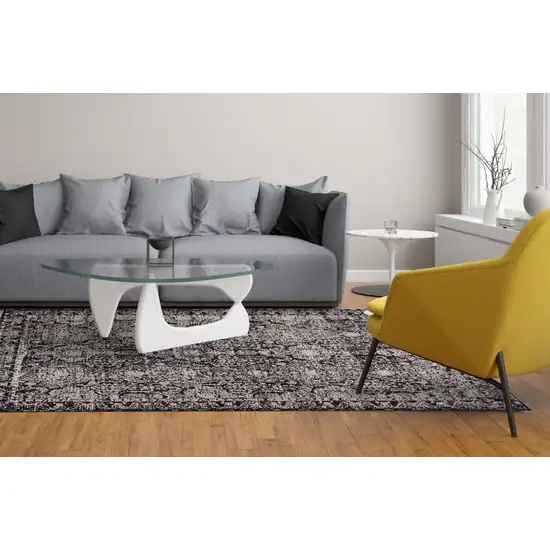 Gray And Ivory Abstract Stain Resistant Area Rug Photo 5