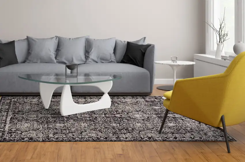 Gray And Ivory Abstract Stain Resistant Area Rug Photo 5
